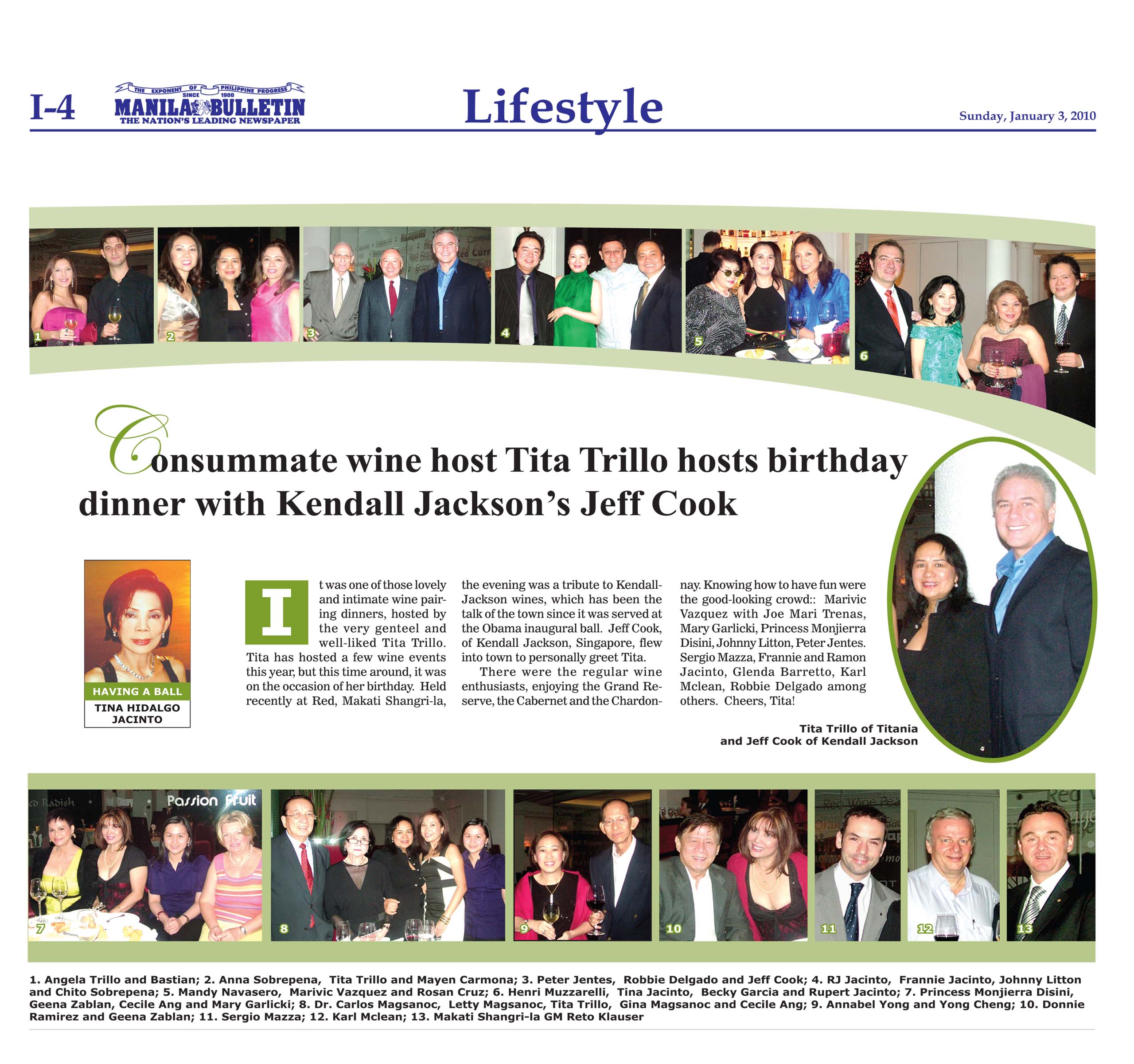 Consummate wine host Tita Trillo hosts birthday dinner with Kendall Jackson Jeff Cook