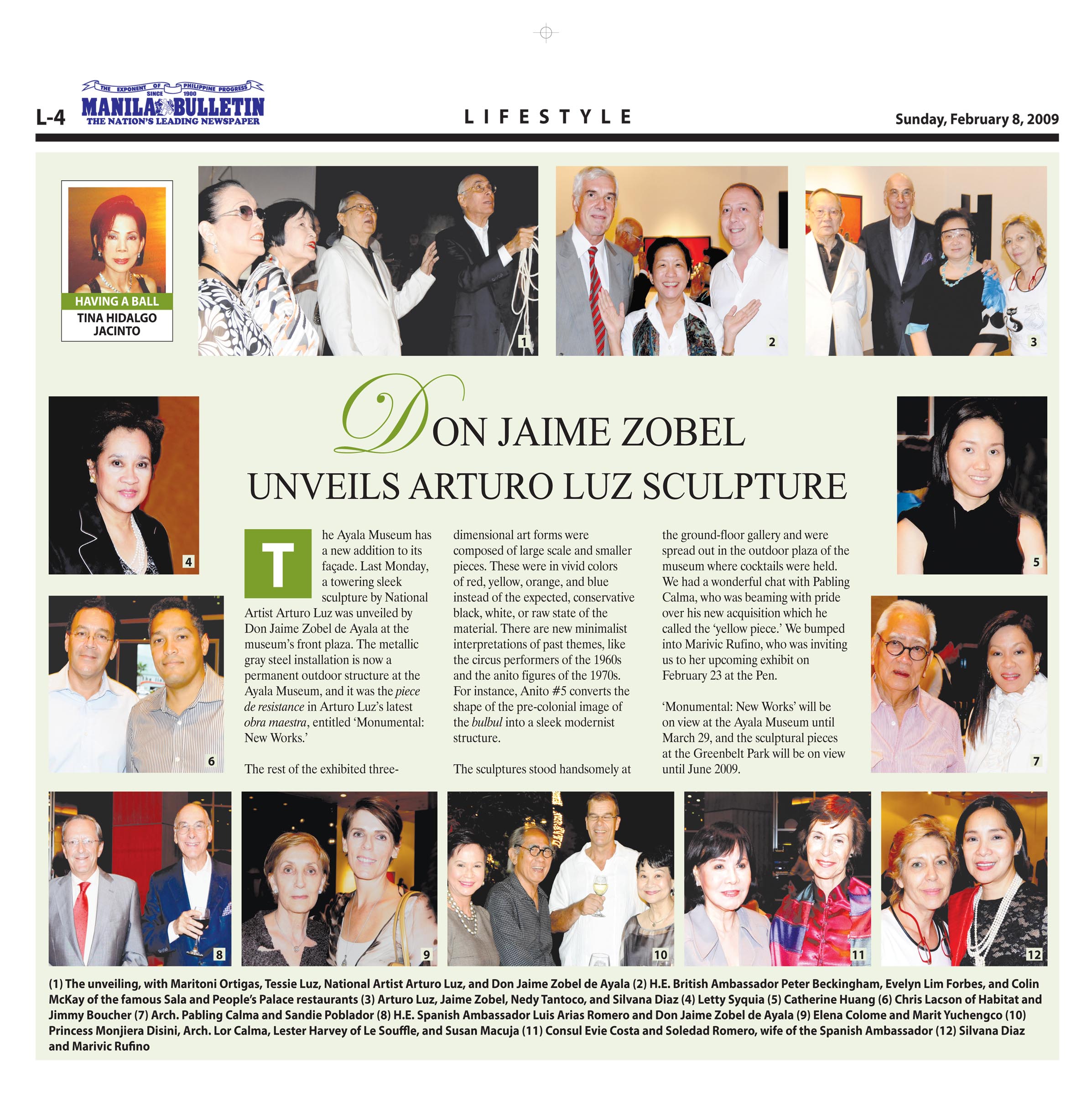 Don Jaime Zobel Unveils Arturo Luz Sculpture