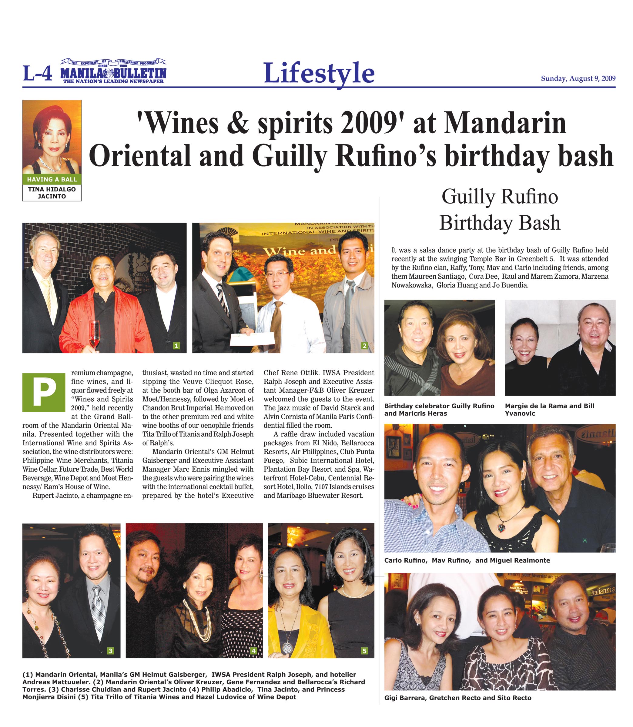 Wines & spirits 2009 at Mandarin Oriental and Guilly Rufino birthday Bash