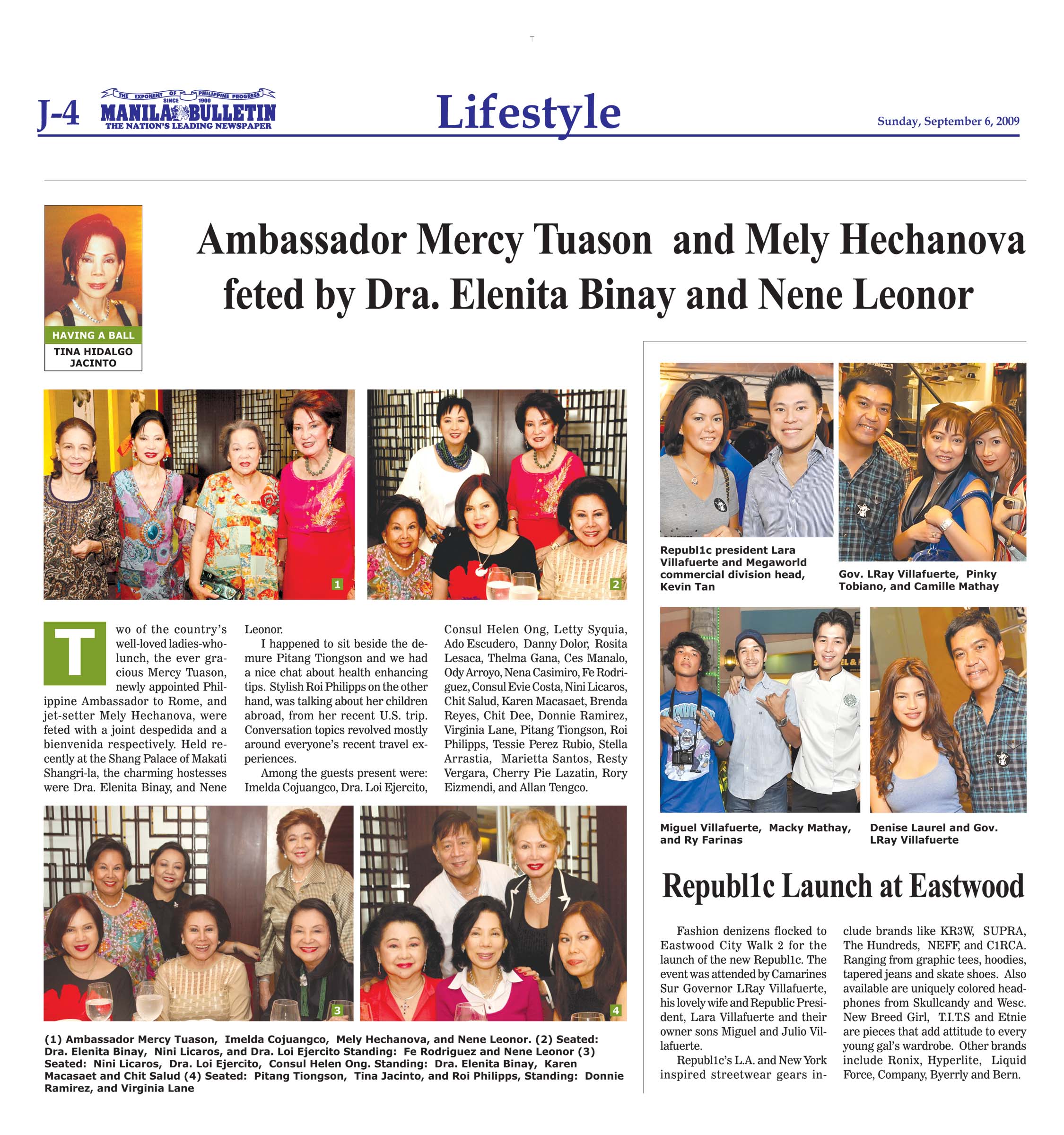 Ambassador Mercy Tuason and Mely Hechanova feted by Dra. Elenita Binay and Nene Leonor