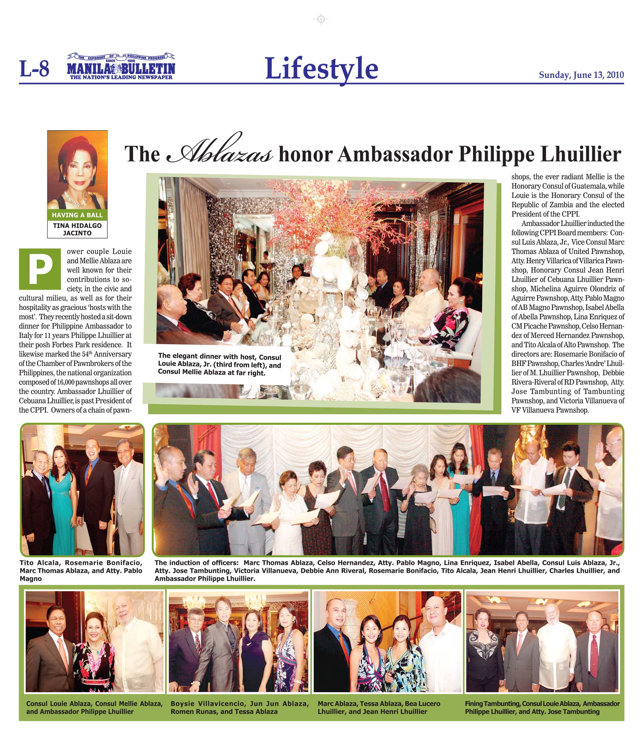 The Ablazas honor Ambassador Philippe Lhuillier