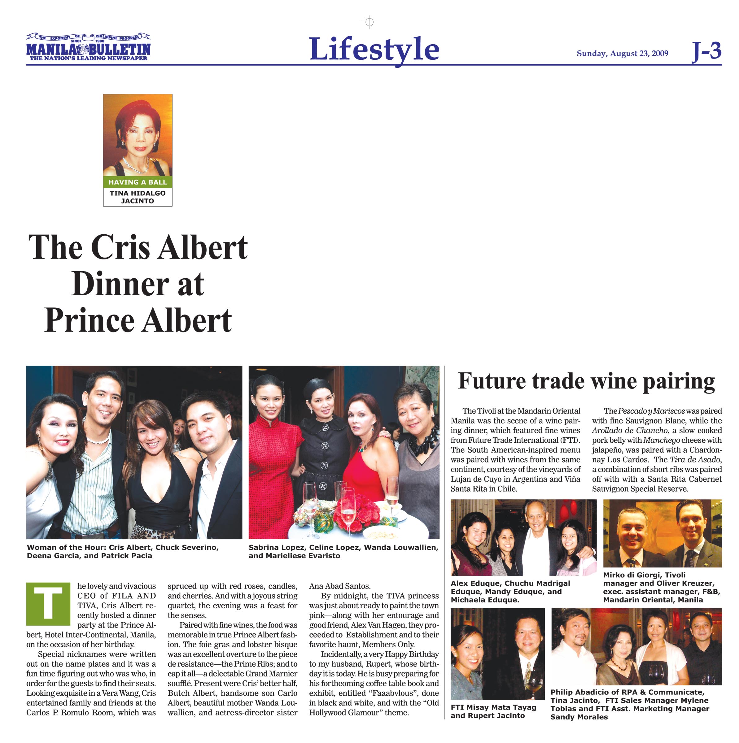 The Cris Albert Dinner at Prince Albert